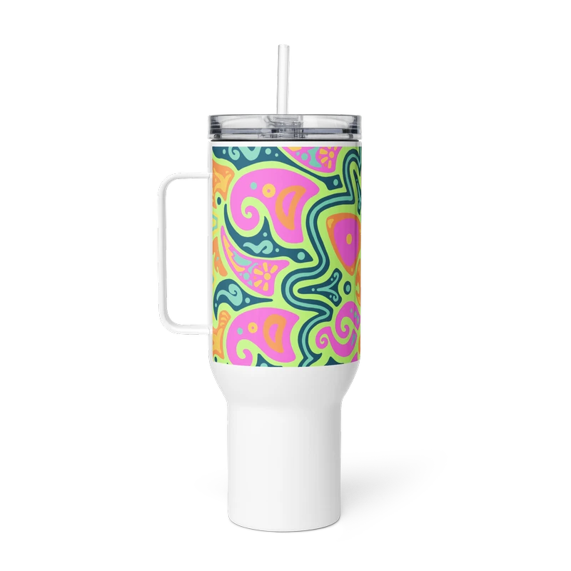 Psychedelic Maximalist Stainless Steel Travel Mugs - Sunflare Garden, 40 oz image