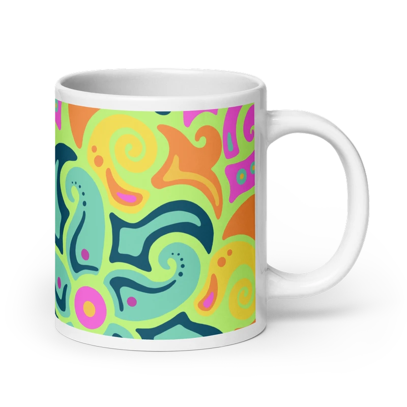 Psychedelic Maximalist Ceramic Coffee Mugs - Sunflare Garden, 20 oz image