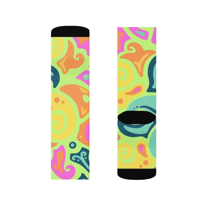 Psychedelic Maximalist Crew Socks - Sunflare Garden, S image