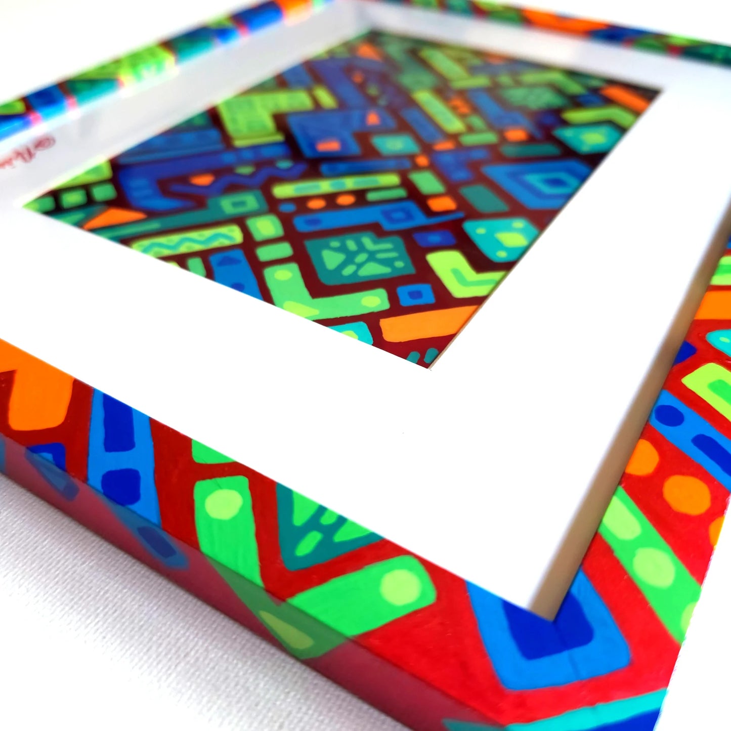 Reef Prism – Original Geometric Red Foil Art image 2