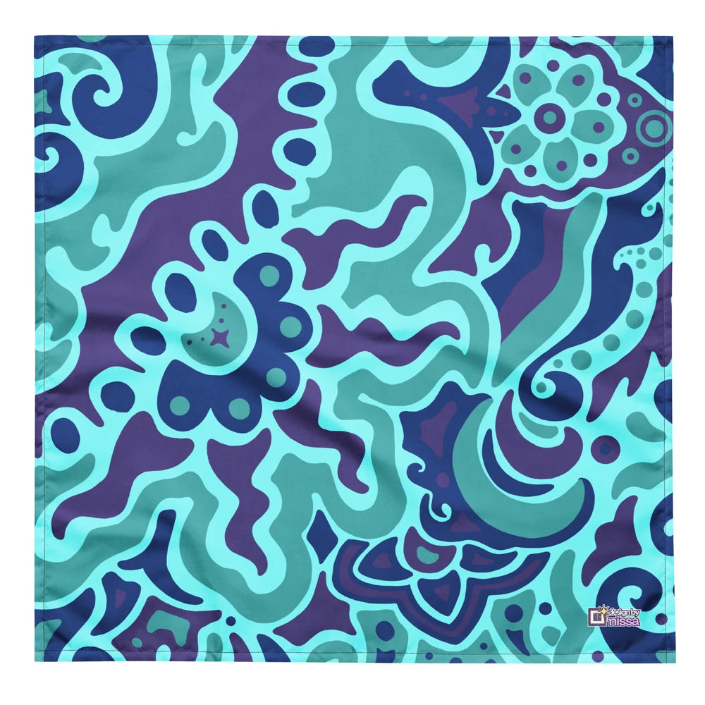 Psychedelic Maximalist All-Over Print Bandanas - Electric Bloom, S image