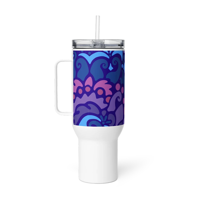 Psychedelic Maximalist Stainless Steel Travel Mugs - Midnight Berry, 40 oz image