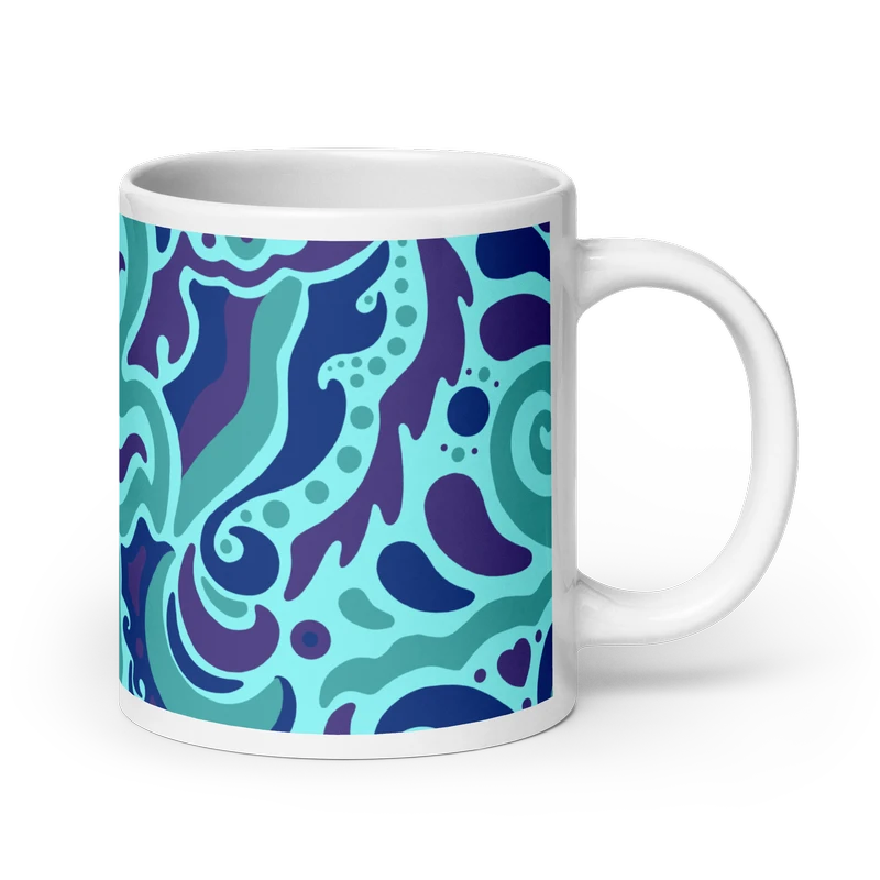 Psychedelic Maximalist Ceramic Coffee Mugs - Electric Bloom, 20 oz image