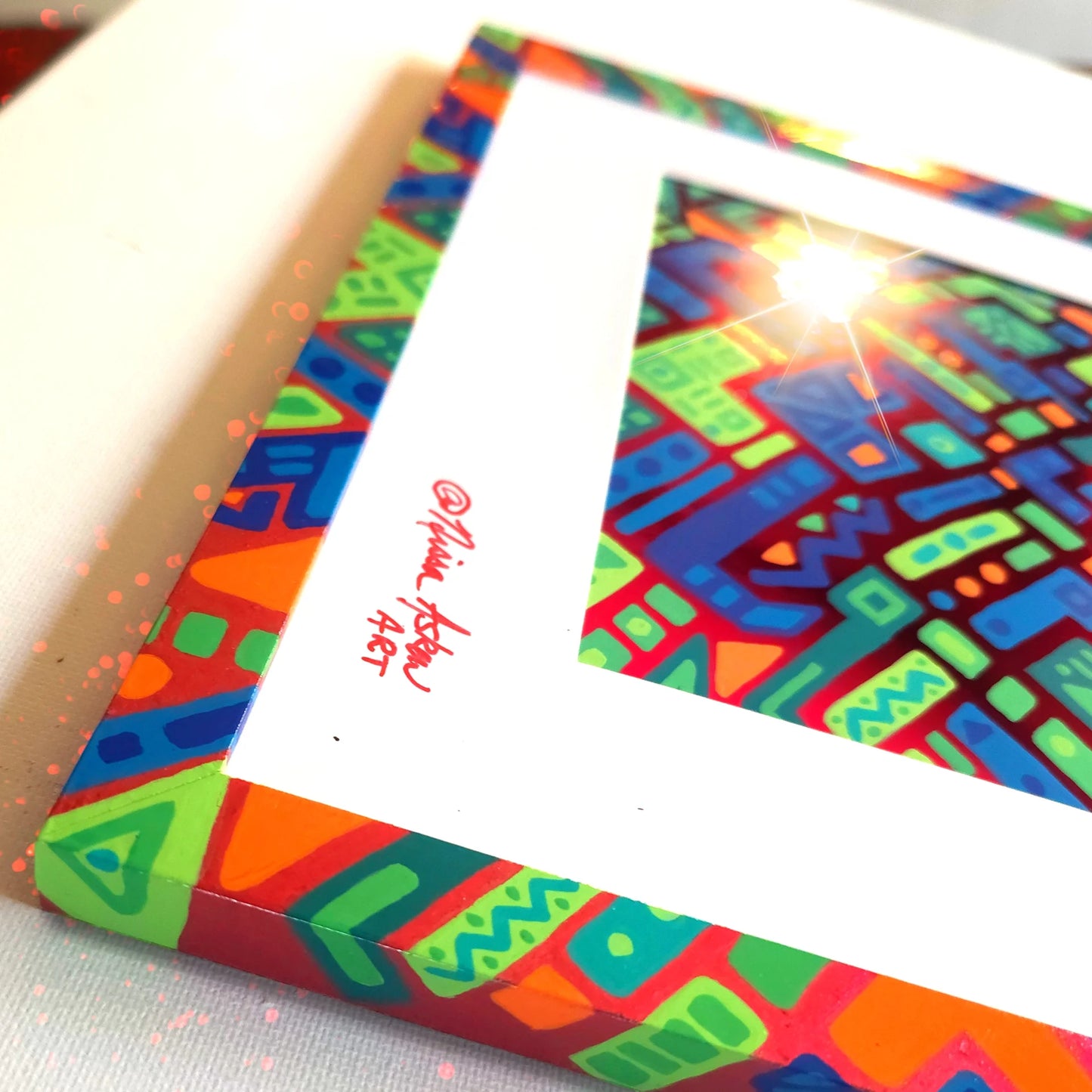 Reef Prism – Original Geometric Red Foil Art image 1