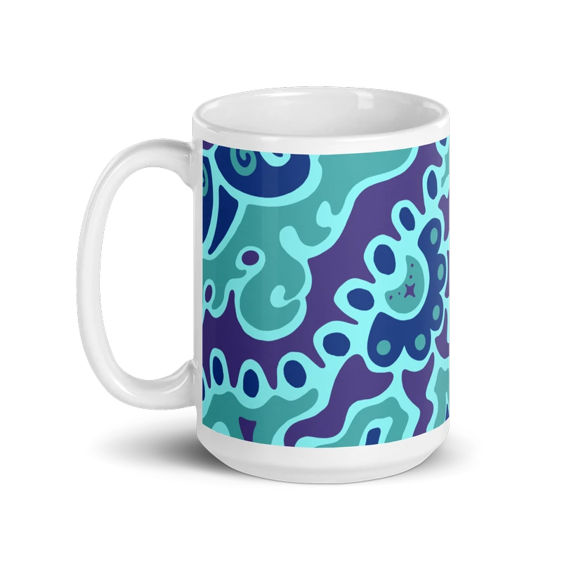 Psychedelic Maximalist Ceramic Coffee Mugs - Electric Bloom, 15 oz image