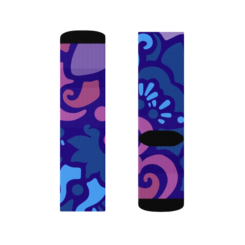 Psychedelic Maximalist Crew Socks - Midnight Berry, S image