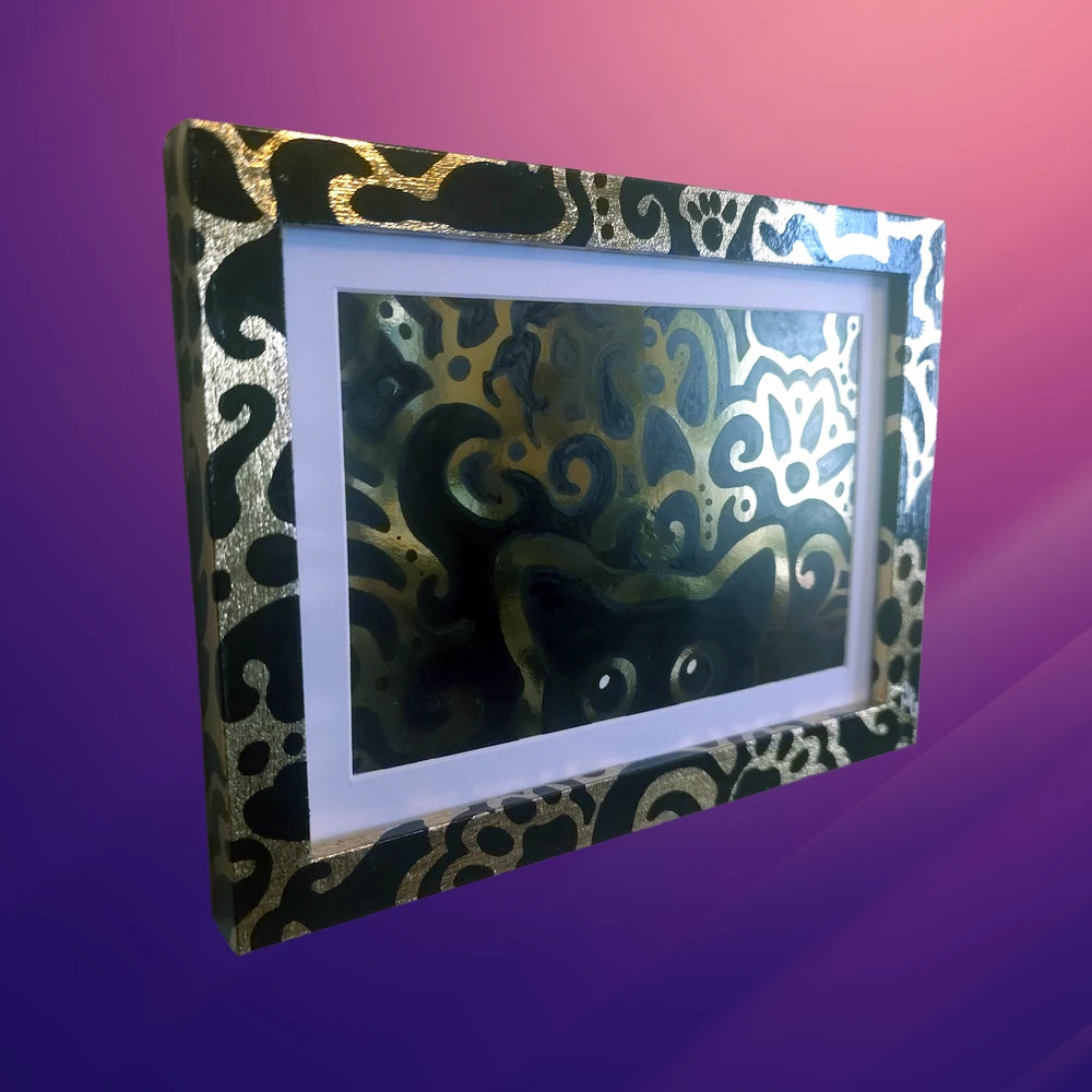 Shift Supervisor - Gold Leaf and Gold Foil Cat Art - Cleveland Artist image 1