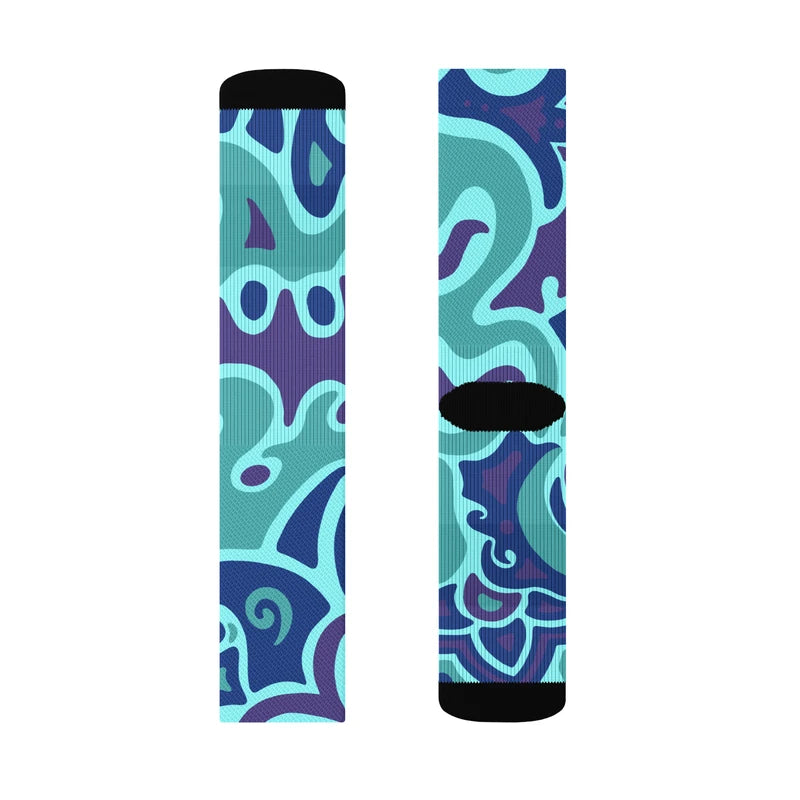 Psychedelic Maximalist Crew Socks - Electric Bloom, L image