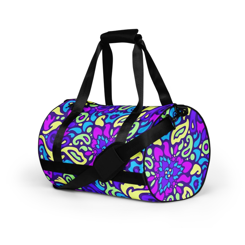 Psychedelic Maximalist All-Over Print Gym Bags - Cyber Bloom image