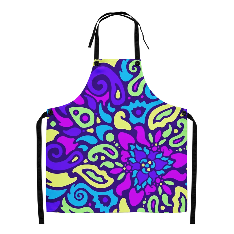 Psychedelic Maximalist All-Over Print Aprons - Cyber Bloom image