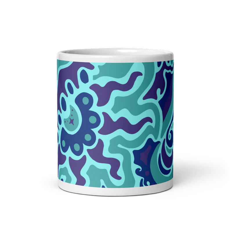 Psychedelic Maximalist Ceramic Coffee Mugs - Electric Bloom, 11 oz image