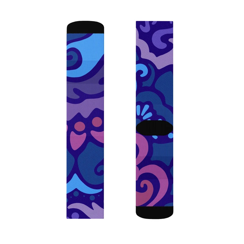 Psychedelic Maximalist Crew Socks - Midnight Berry, L image