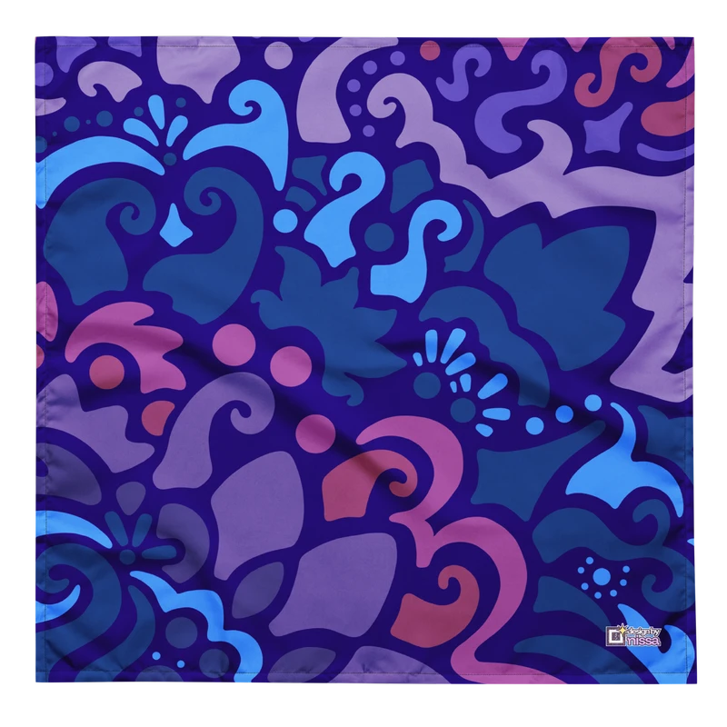 Psychedelic Maximalist All-Over Print Bandanas - Midnight Berry, S image