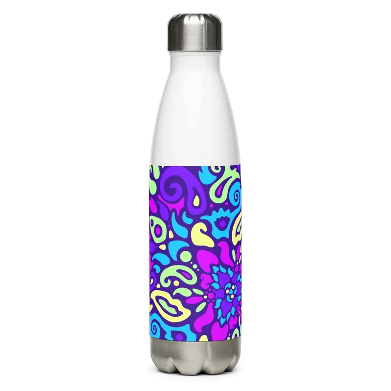 Psychedelic Maximalist Stainless Steel Water Bottles - Cyber Bloom image