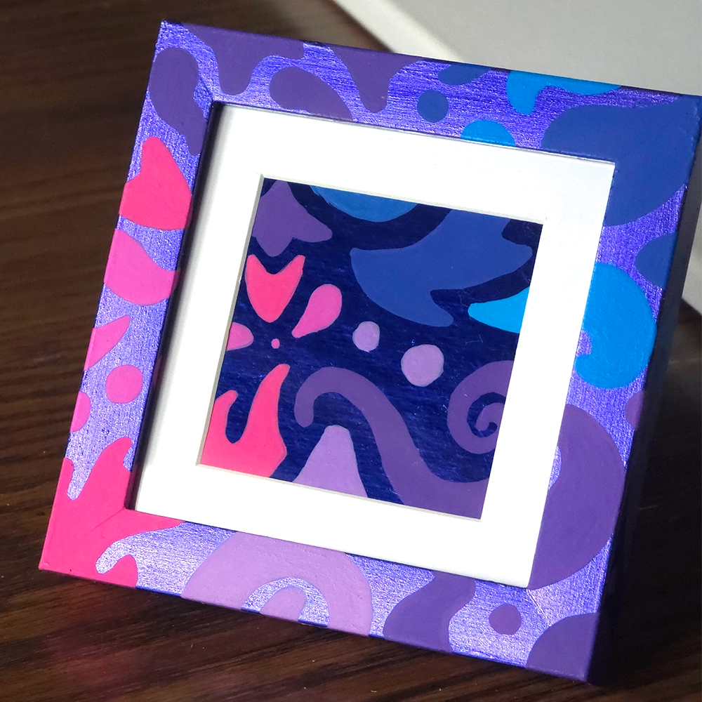 Midnight Berry Mini – Original Blue Foil Cardstock Art image 1