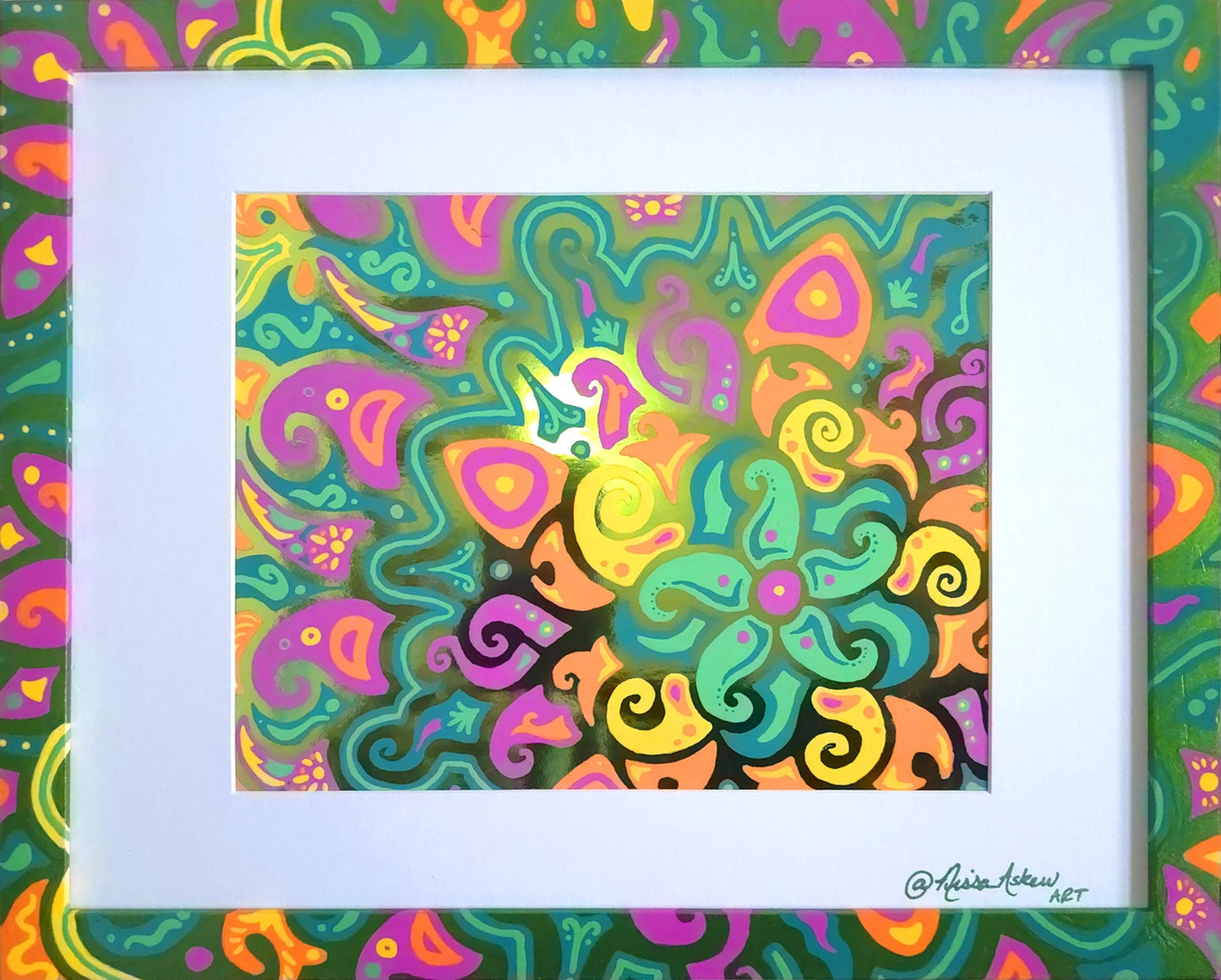 Sunflare Garden Original Green Foil Art - Cleveland Mixed Media image 0